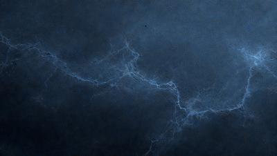 The primary subject of the image is a blue background with a pattern of lightning bolts. The setting appears to be a dark room, and the visual style is a combination of digital art and illustration. The dominant colors are blue and white, creating a calm and serene atmosphere.