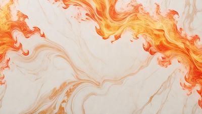 The primary subject of the image is a painting of a fire, with the fire's flames and smoke creating a dynamic and captivating scene. The setting is a white wall, which serves as a clean and uncluttered backdrop for the painting. The visual style of the image is a combination of digital art and illustration, as it appears to be a digital painting. The colors and mood of the painting are predominantly warm and vibrant, with the fire's flames and smoke creating a sense of
