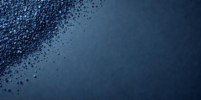 The primary subject of the image is a close-up of a blue background with a pattern of blue and white beads. The setting is a dark room, and the visual style appears to be a digital art or illustration. The dominant colors in the image are blue and white, creating a calm and serene atmosphere.