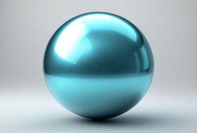 The primary subject of the image is a large, blue, round sphere. The setting is a white background, which provides a clean and minimalist appearance. The visual style is a digital art, as the sphere appears to be a 3D model or a computer-generated image. The colors and mood of the image are predominantly blue, giving it a calm and serene atmosphere.
