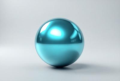 The primary subject of the image is a large, blue, round ball. The setting is a white background, which provides a clean and minimalist appearance. The visual style is digital art, as the ball appears to be a 3D model or a computer-generated image. The colors and mood of the image are predominantly blue, giving it a calm and serene atmosphere.