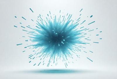 The primary subject of the image is a blue, swirling, and colorful blob that appears to be a digital art or illustration. The blob is surrounded by a white background, which creates a contrasting and visually striking scene. The visual style of the image suggests that it is a digital creation, possibly a graphic design or an artistic representation. The colors and mood of the image are vibrant and energetic, with the blue blob being the focal point and the white background providing a clean and minimalist