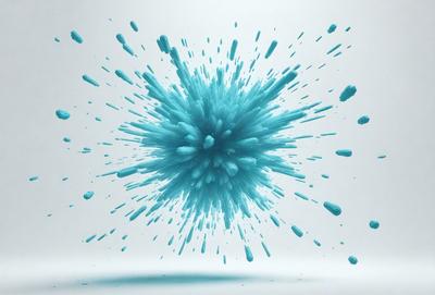 The primary subject of the image is a blue, swirling, and splashing blob, which appears to be a digital art or illustration. The setting is a white background, which provides a clean and minimalist appearance. The visual style is modern and creative, with the blue blob being the focal point of the image. The colors and mood of the image are predominantly blue, creating a sense of calmness and tranquility.