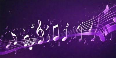 The primary subject of the image is a musical note, which is the main object, scene, or focus of the image. The setting is a purple background, which adds a unique and artistic touch to the visual style. The colors and mood of the image are predominantly purple, creating a calm and serene atmosphere.