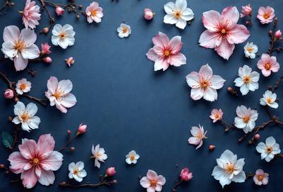 The primary subject of the image is a close-up of a flower, which is the center of attention. The setting is a blue background, which provides a contrasting and visually appealing backdrop. The visual style is a photo, capturing the beauty of the flower in detail. The dominant colors in the image are pink and white, creating a soft and delicate atmosphere.