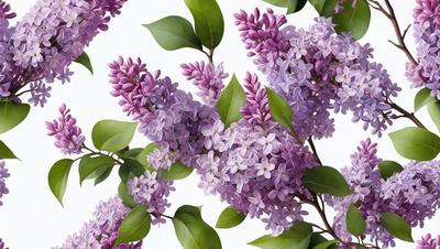Purple flowers with green leaves.