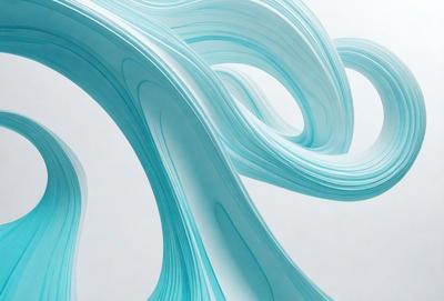 The primary subject of the image is a blue, swirling, and curling pattern. The setting is a white background, which provides a clean and minimalist appearance. The visual style is a combination of digital art and illustration, creating a unique and eye-catching design. The dominant colors are blue and white, giving the image a calming and soothing atmosphere.