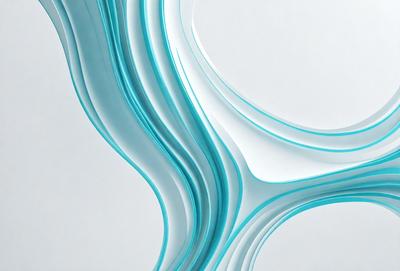 The primary subject of the image is a blue and white swirl pattern, which appears to be a digital art or illustration. The setting is a white background, and the visual style is a combination of digital art and illustration. The dominant colors are blue and white, creating a sense of movement and fluidity in the design.