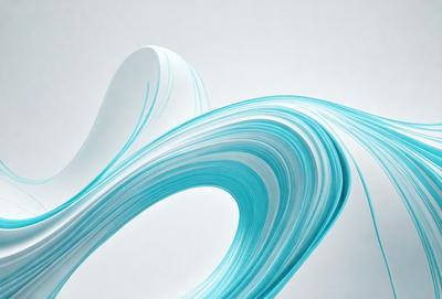 The primary subject of the image is a blue and white swirl, which appears to be a digital art or illustration. The setting is a white background, and the visual style suggests that it is a digital creation. The dominant colors in the image are blue and white, creating a sense of movement and fluidity.