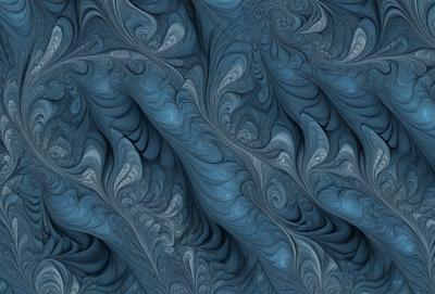 The primary subject of the image is a blue and white patterned fabric. The setting is a blue background, and the visual style appears to be a digital art or illustration. The dominant colors are blue and white, creating a calm and soothing atmosphere.