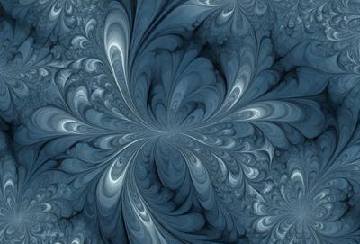 The primary subject of the image is a blue and white swirling pattern, which appears to be a digital art or illustration. The setting is a blue background, and the visual style is a combination of digital art and illustration. The dominant colors are blue and white, creating a calming and soothing atmosphere.