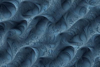 The primary subject of the image is a blue and white patterned wallpaper. The setting is a blue background, and the visual style appears to be a digital art or illustration. The dominant colors are blue and white, creating a calm and soothing atmosphere.