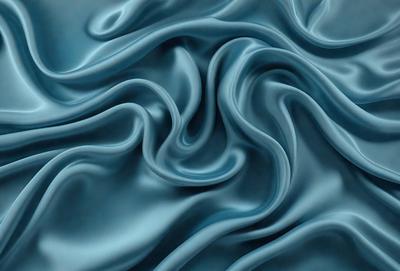 The primary subject of the image is a blue fabric with a flowing pattern. The setting is a blue background, and the visual style appears to be a digital art or illustration. The colors and mood of the image are predominantly blue, creating a calm and serene atmosphere.