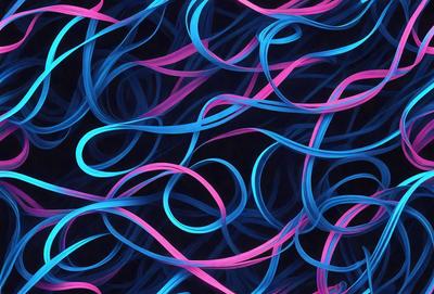 The primary subject of the image is a blue and pink swirling pattern. The setting is a black background, which contrasts with the vibrant colors of the swirls. The visual style appears to be a digital art or illustration, as the swirls are intricately detailed and the colors are rich and saturated. The dominant colors are blue and pink, creating a lively and energetic atmosphere.