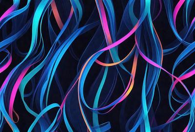 The primary subject of the image is a blue, purple, and pink hair, which is the main focus of the image. The setting is a dark background, which contrasts with the vibrant colors of the hair. The visual style is a digital art or illustration, as the hair is depicted in a detailed and artistic manner. The colors and mood of the image are lively and energetic, with the bright colors of the hair creating a sense of movement and dynamism.