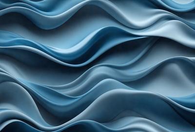 The primary subject of the image is a blue wave pattern, which is the main object, scene, or focus of the image. The setting or background is a blue surface, which could be a wall, fabric, or other material. The visual style of the image is digital art, as it is a computer-generated design. The dominant colors in the image are blue and white, creating a calm and soothing atmosphere.
