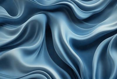 The primary subject of the image is a blue fabric with a pattern of waves. The setting is a blue background, and the visual style appears to be a digital art or illustration. The dominant colors are blue and white, creating a calm and soothing atmosphere.