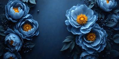 The primary subject of the image is a beautiful blue flower with a yellow center. The flower is placed on a blue background, which creates a striking contrast. The visual style of the image is a close-up of the flower, showcasing its details and colors. The dominant colors in the image are blue and yellow, giving it a calm and serene atmosphere.