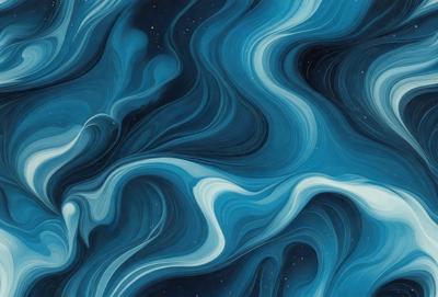 The primary subject of the image is a blue and white swirling pattern, which appears to be a digital art or illustration. The setting is a dark blue background, creating a contrasting effect with the swirling pattern. The visual style suggests that the image is a creative and artistic representation of a swirling motion. The dominant colors are blue and white, giving the image a calming and serene atmosphere.