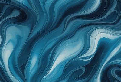 The primary subject of the image is a blue and white ocean wave. The setting is the ocean, with the wave being the main focus of the image. The visual style is a digital art or illustration, as the wave is depicted in a detailed and artistic manner. The dominant colors are blue and white, creating a serene and calming atmosphere.