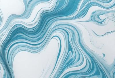 The primary subject of the image is a blue and white swirling pattern, which appears to be a painting or a digital artwork. The setting is a white background, which provides a clean and minimalist appearance. The visual style is a combination of painting and digital art, creating a unique and eye-catching design. The dominant colors are blue and white, which evoke a sense of calmness and tranquility.
