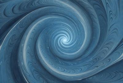 The primary subject of the image is a spiral pattern, which is the main object, scene, or focus of the image. The spiral pattern is set against a blue background, creating a visually striking contrast. The spiral pattern is a digital art piece, showcasing the artist's skill in creating intricate designs. The overall atmosphere of the image is one of beauty and complexity, with the blue color evoking a sense of calmness and tranquility.
