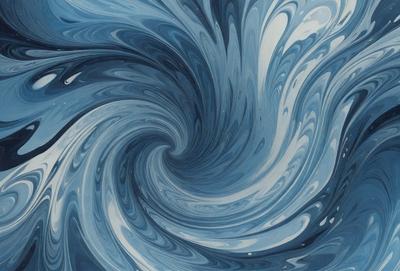 The primary subject of the image is a blue spiral, which appears to be a painting or a digital artwork. The setting is a blue background, and the visual style suggests that it is a digital artwork. The dominant colors in the image are blue and white, creating a calm and serene atmosphere.