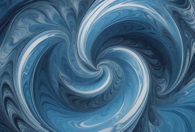 The primary subject of the image is a blue spiral pattern, which is the main object, scene, or focus of the image. The setting or background features a blue and white swirl, creating a visually appealing and dynamic composition. The visual style of the image is a combination of digital art and illustration, as it showcases a unique and intricate design. The dominant colors in the image are blue and white, which contribute to a calming and serene atmosphere.