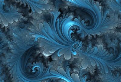 The primary subject of the image is a blue and white swirling pattern, which appears to be a digital art or illustration. The setting is a blue background, and the visual style is a combination of digital art and illustration. The dominant colors are blue and white, creating a calm and soothing atmosphere.