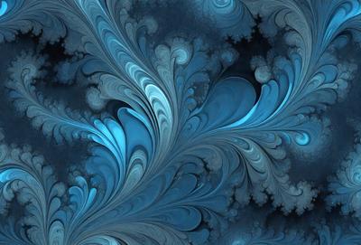 The primary subject of the image is a blue and white swirling pattern, which appears to be a digital art or illustration. The setting is a blue background, and the visual style suggests that it is a digital art or illustration. The dominant colors are blue and white, creating a calm and soothing atmosphere.