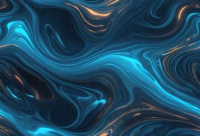 The primary subject of the image is a blue and orange swirling pattern, which appears to be a digital art or illustration. The setting is a dark blue background, and the visual style is a combination of digital art and illustration. The dominant colors are blue and orange, creating a vibrant and energetic atmosphere.