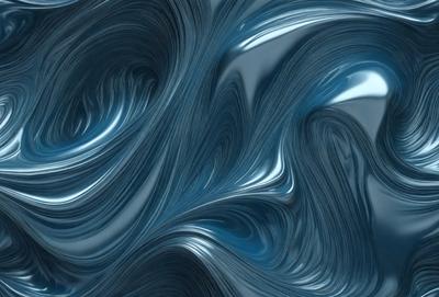 The primary subject of the image is a blue, swirling, and flowing pattern, which appears to be a digital art or illustration. The setting is a blue background, and the visual style is a combination of digital art and illustration. The dominant colors are blue and silver, creating a calm and soothing atmosphere.