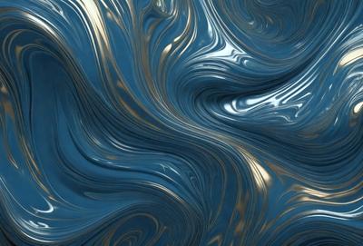 The primary subject of the image is a blue and gold swirling pattern, which appears to be a digital art or illustration. The setting is a blue background, and the visual style is a combination of digital art and illustration. The dominant colors are blue and gold, creating a sense of depth and movement in the swirling pattern.