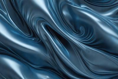 The primary subject of the image is a blue, swirling, and flowing pattern. The setting is a blue background, and the visual style appears to be a digital art or illustration. The dominant colors are blue and silver, creating a calm and soothing atmosphere.