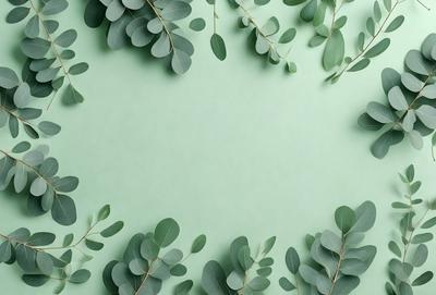 The primary subject of the image is a group of green leaves, which are arranged in a circular pattern on a green background. The leaves are the main focus of the image, and they create a sense of harmony and balance. The visual style of the image is a close-up of the leaves, which allows the viewer to appreciate the intricate details of the plant's texture. The colors and mood of the image are predominantly green, which evokes a sense of freshness and natural beauty.