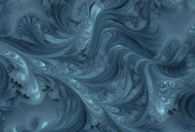 The primary subject of the image is a blue and white swirling pattern, which appears to be a digital art or illustration. The setting is a blue background, and the visual style suggests that it is a digital artwork or a pattern. The dominant colors are blue and white, creating a calm and soothing atmosphere.