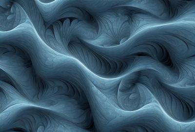 The primary subject of the image is a blue, swirling, and flowing pattern. The setting is a blue background, which complements the swirling pattern. The visual style is a digital art or illustration, creating a dynamic and captivating scene. The dominant colors are blue and purple, giving the image a calming and serene atmosphere.