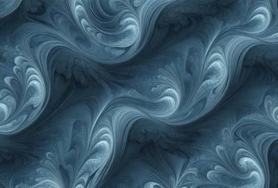 The primary subject of the image is a blue and white swirling pattern, which appears to be a digital art or illustration. The setting is a blue background, and the visual style is a combination of digital art and illustration. The dominant colors are blue and white, creating a calm and soothing atmosphere.