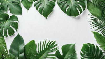 The image features a large group of green leaves arranged in a visually appealing manner. The leaves are placed on a white background, creating a striking contrast. The leaves are arranged in a way that they appear to be floating, giving the scene a sense of depth and dimension. The overall atmosphere of the image is serene and calming, with the green leaves serving as a natural and soothing backdrop.