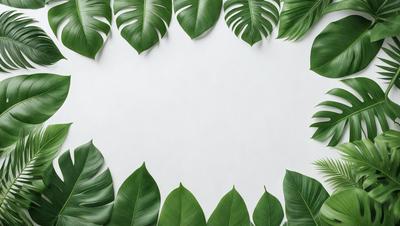 The image features a white wall with a large green leaf pattern. The leaf pattern is made up of several green leaves, some of which are overlapping each other. The leaves are arranged in a circular pattern, creating a visually appealing and natural-looking design. The overall atmosphere of the image is calm and serene, with the green leaves providing a sense of freshness and tranquility.