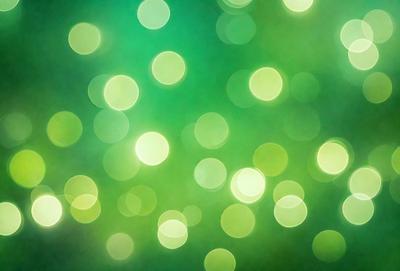 The primary subject of the image is a close-up of a green background with a pattern of bright green lights. The setting appears to be a dark room, and the visual style is a combination of a photo and digital art. The dominant colors are green, and the overall atmosphere is bright and lively.