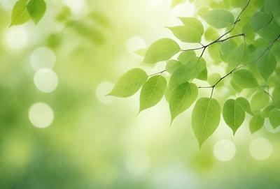 The primary subject of the image is a leafy green tree with a bright green background. The visual style is a photo, and the colors and mood are lively and vibrant.