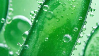 The primary subject of the image is a close-up of a green leaf with water droplets on it. The leaf appears to be a part of a plant, and the water droplets create a visually interesting and moist atmosphere. The setting is a natural environment, with the leaf being the main focus of the image. The visual style is a close-up, which emphasizes the details of the leaf and the water droplets. The colors are predominantly green, which is the color of the leaf, and the
