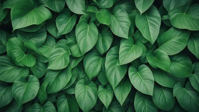 The image features a large green plant with leaves that are densely packed together. The plant is the primary subject of the image, and it is set against a backdrop of a wall covered in the same green plant. The visual style of the image is a close-up of the plant, showcasing its intricate details. The dominant colors in the image are green, which creates a lush and vibrant atmosphere.