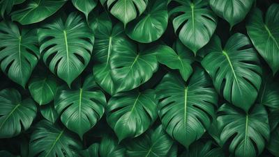 The image features a large group of green leaves, possibly from a plant or a tree, arranged in a dense and lush manner. The leaves are spread across the entire frame, creating a sense of abundance and natural beauty. The primary subject of the image is the green leaves, which are the main focus and the main object in the scene. The setting is outdoors, with the leaves growing in a natural environment. The visual style of the image is a close-up of the leaves, showcasing their intricate details and text