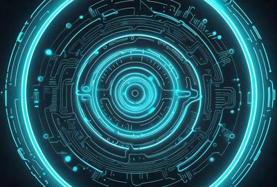 The primary subject of the image is a blue, circular, and intricate design. The setting is a dark background, which contrasts with the bright blue design. The visual style is a combination of digital art and illustration, creating a unique and captivating pattern. The colors and mood of the image are predominantly blue, with a sense of depth and complexity.