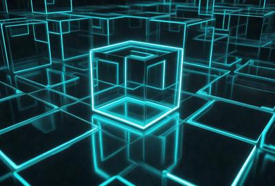 The primary subject of the image is a large, brightly lit, three-dimensional cube. The cube is surrounded by a vibrant, neon-colored environment, which adds a sense of depth and visual interest to the scene. The visual style of the image is a combination of photo and digital art, creating a unique and captivating display. The colors and mood of the image are predominantly green, with the neon lighting creating a lively and energetic atmosphere.