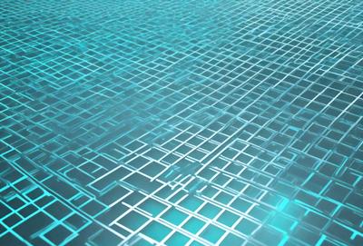 The primary subject of the image is a blue, textured surface with a pattern of hexagons. The setting appears to be underwater, as the surface is described as a "blue water surface." The visual style of the image is a combination of photo and digital art, creating a unique and intricate pattern. The dominant colors in the image are blue and white, giving it a calm and serene atmosphere.