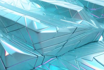 The primary subject of the image is a blue, metallic, geometric pattern. The setting is a blue background, which complements the pattern. The visual style is a digital art or illustration, as the pattern appears to be a part of a larger design. The colors and mood are predominantly blue, creating a calm and serene atmosphere.