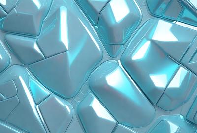 The primary subject of the image is a blue and white patterned wall. The setting is a futuristic environment, possibly a space station or a high-tech building. The visual style is a combination of digital art and illustration, creating a unique and intricate design. The dominant colors are blue and white, giving the wall a sleek and modern appearance.